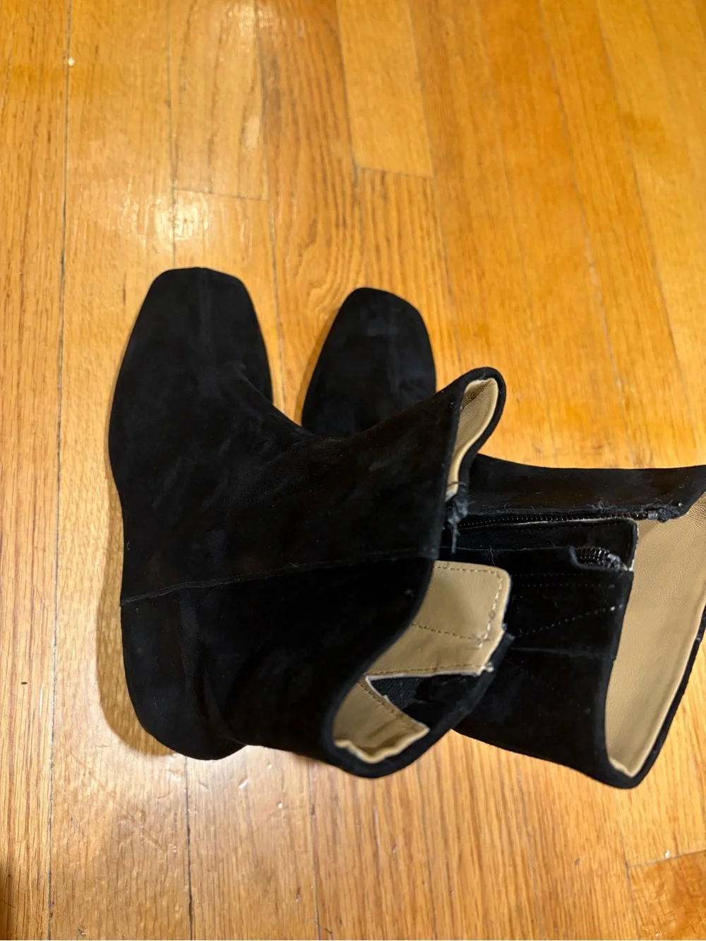 & Other Stories Black Suede Block Heel Ankle Boots